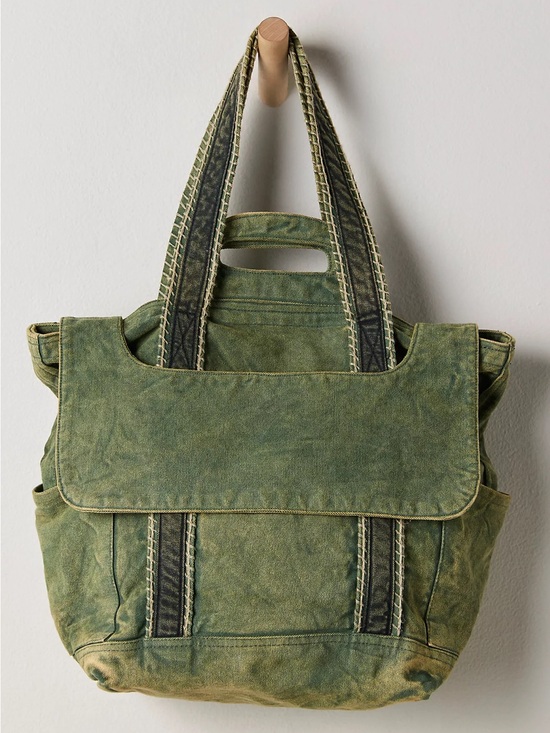 Free People Handbags - Free People Cordes Canvas Tote in Olive Green NWT